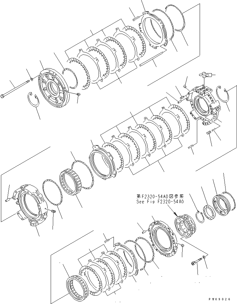 Komatsu parts book diagram for D61EX-12 S/N 1001-UP (Overseas Version): TRANSMISSION (3RD ?FORWARD AND REVERSE CLUTCH)