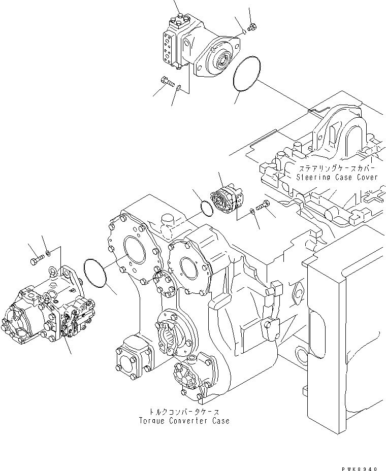 Komatsu parts book diagram for D61EX-12 S/N 1001-UP (Overseas Version): HYDRAULIC PUMP