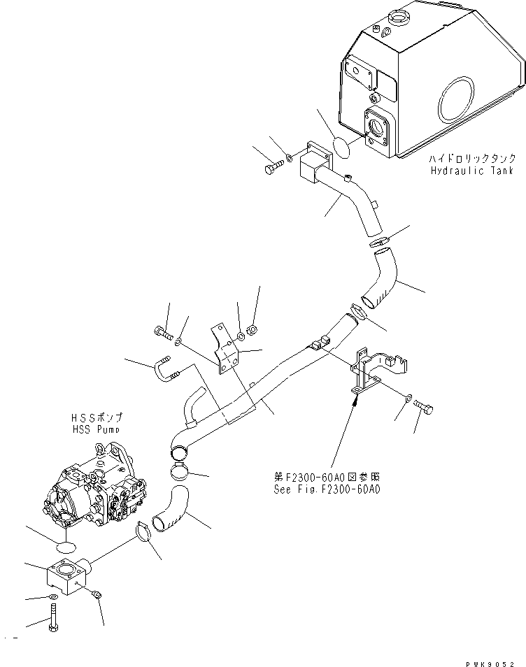 Komatsu parts book diagram for D61EX-12 S/N 1001-UP (Overseas Version): HYDRAULIC PUMP LINE (SUCTION)