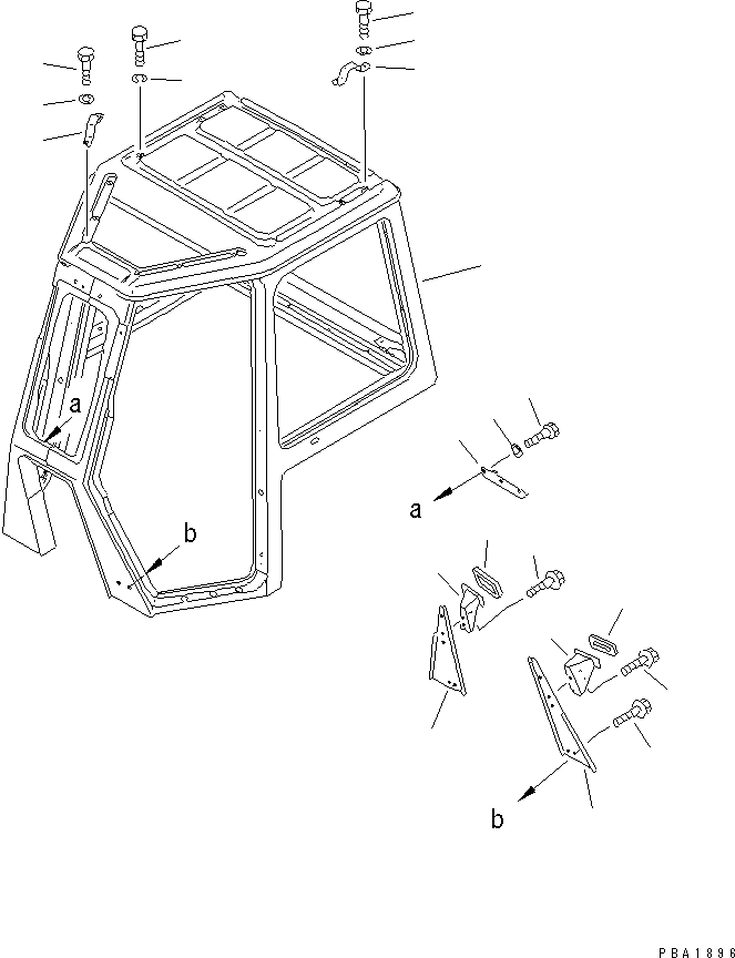 Komatsu parts book diagram for D61EX-12 S/N 1001-UP (Overseas Version): CAB (BODY)