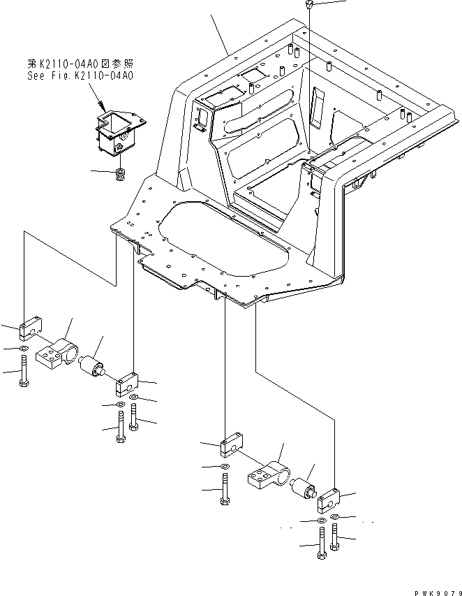 Komatsu parts book diagram for D61EX-12 S/N 1001-UP (Overseas Version): FLOOR FRAME (FRAME AND MOUNT)