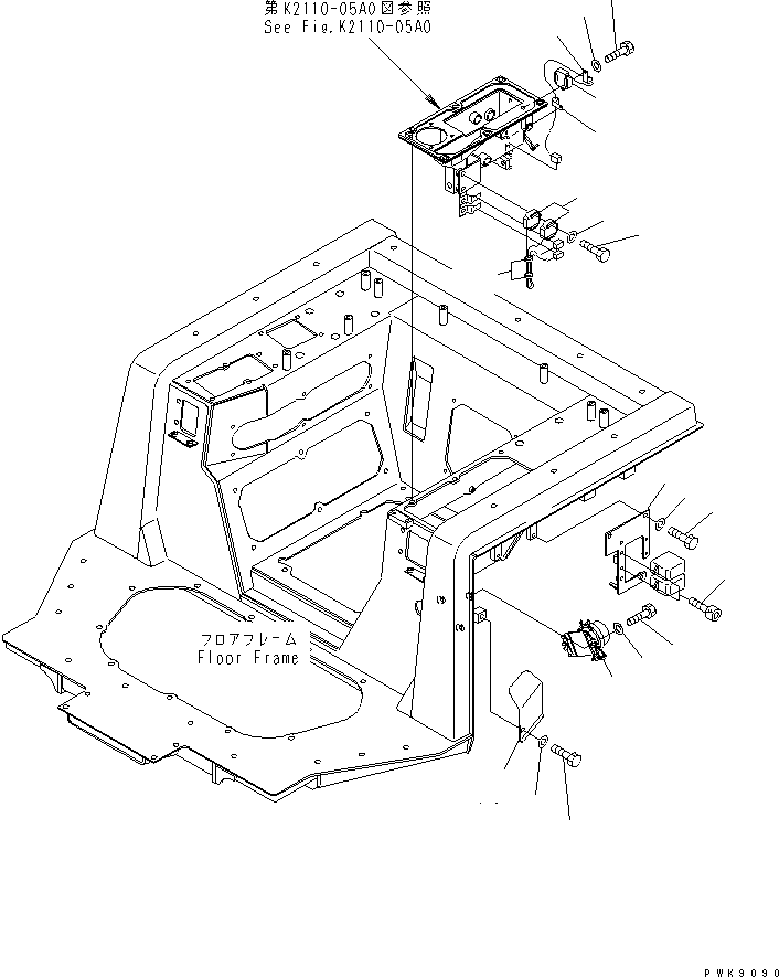 Komatsu parts book diagram for D61EX-12 S/N 1001-UP (Overseas Version): FLOOR FRAME (ELECTRICAL EQUIPMENT)