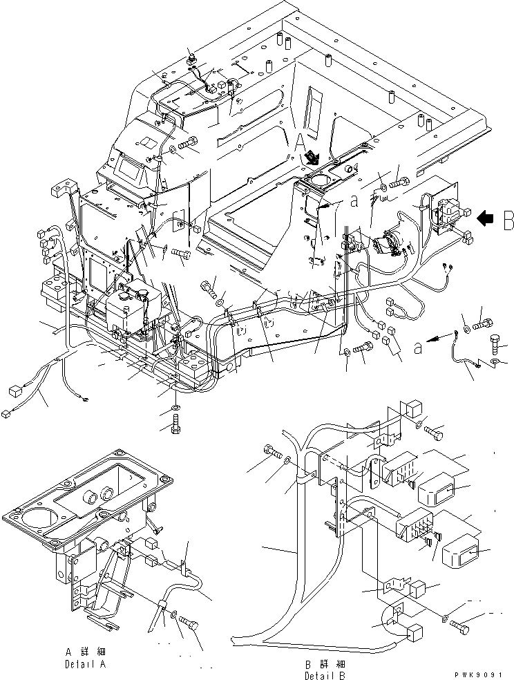 Komatsu parts book diagram for D61EX-12 S/N 1001-UP (Overseas Version): FLOOR FRAME (WIRING)