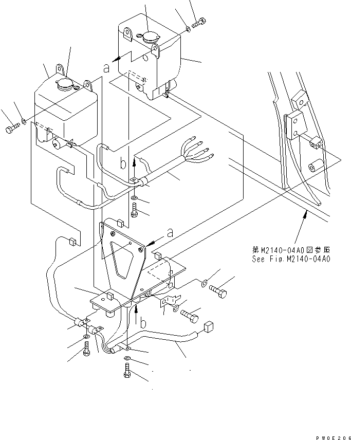 Komatsu parts book diagram for D61EX-12 S/N 1001-UP (Overseas Version): WINDOW WASHER TANK