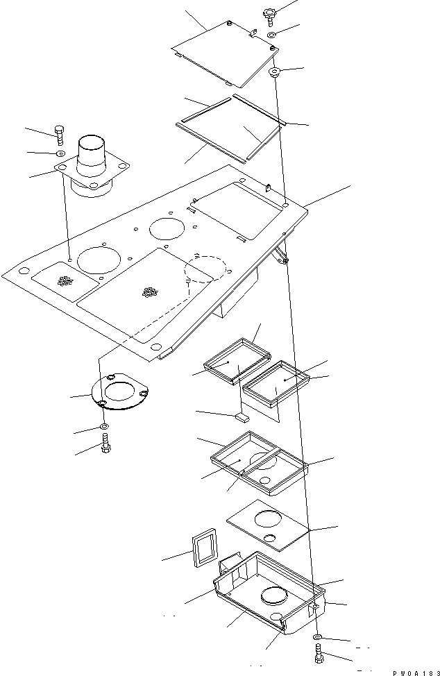 Komatsu parts book diagram for D61EX-12 S/N 1001-UP (Overseas Version): ENGINE HOOD (WITH CAB) (WITH PRE CLEANER)