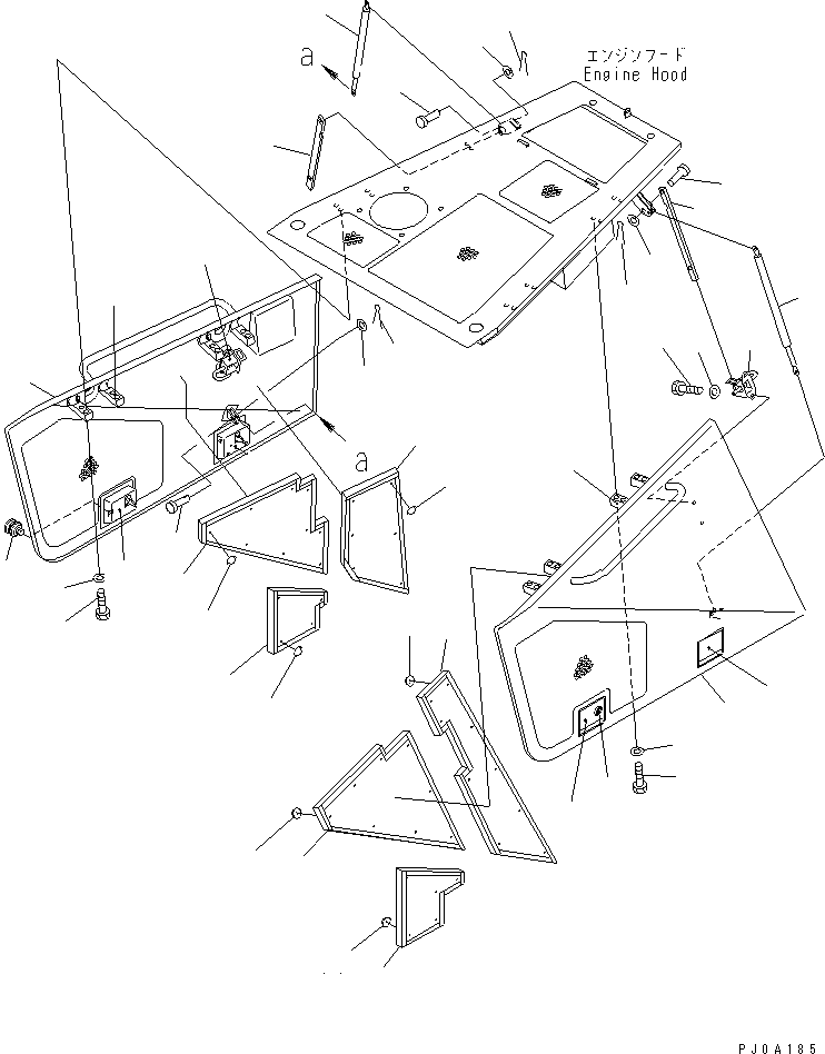 Komatsu parts book diagram for D61EX-12 S/N 1001-UP (Overseas Version): ENGINE SIDE COVER (UPPER) (WITH CAB) (FOR EU DYNAMIC NOISE SUPPRESSION SPEC.)