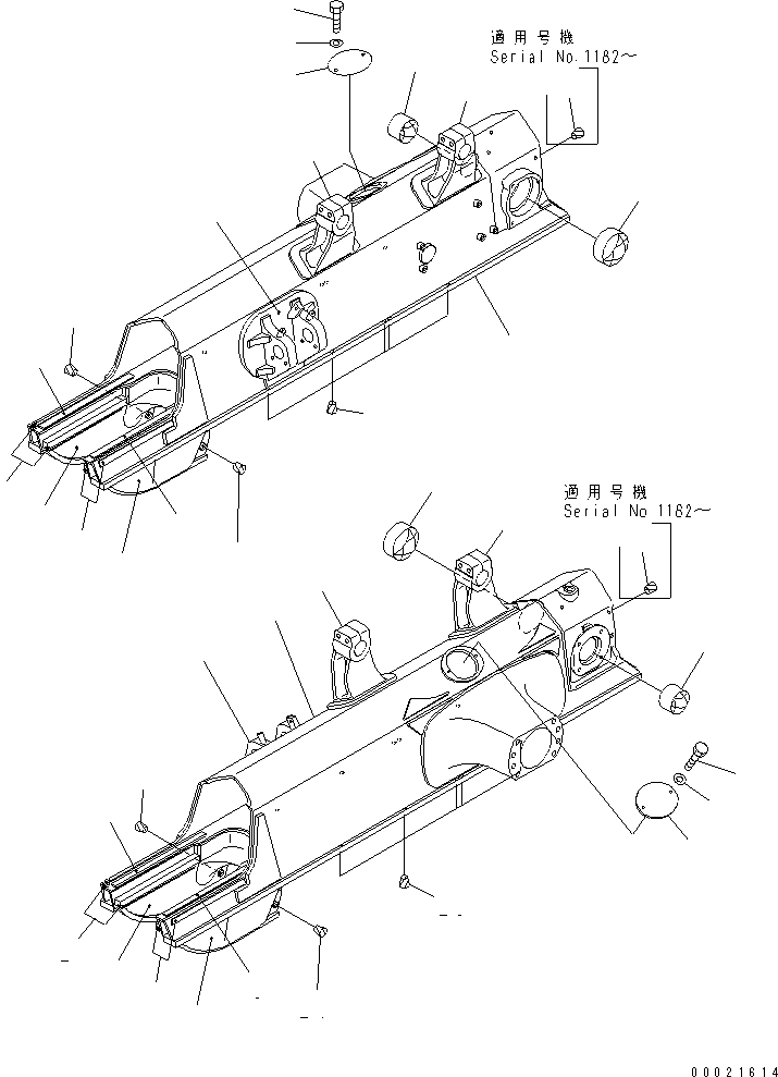 Komatsu parts book diagram for D61EX-12 S/N 1001-UP (Overseas Version): TRACK FRAME (FOR SEMI-U DOZER)