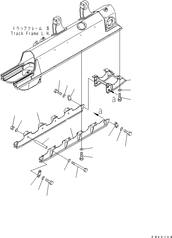 Komatsu parts book diagram for D61EX-12 S/N 1001-UP (Overseas Version): TRACK ROLLER GUARD (FULL GUARD)
