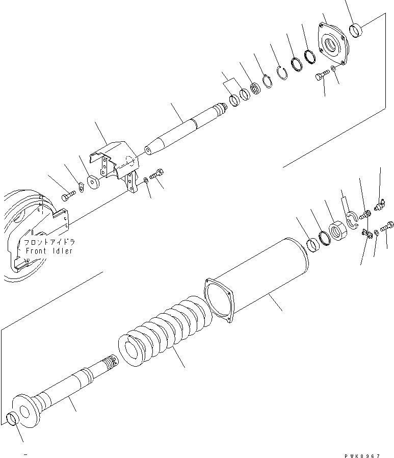 Komatsu parts book diagram for D61PX-12 S/N 1001-UP: IDLER CUSHION