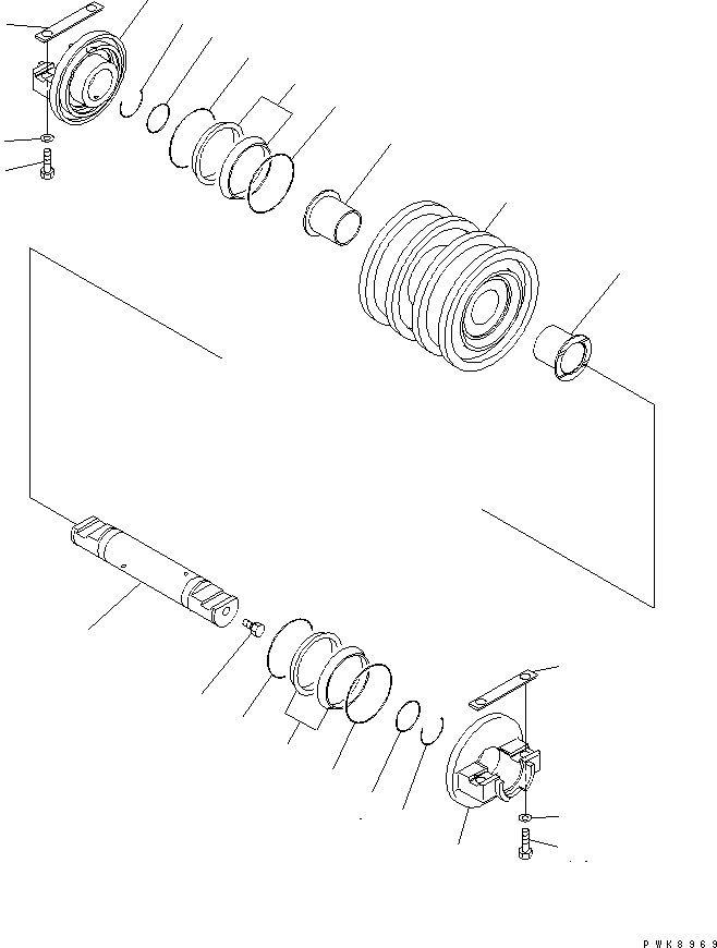Komatsu parts book diagram for D61PX-12 S/N 1001-UP: TRACK ROLLER (DOUBLE)