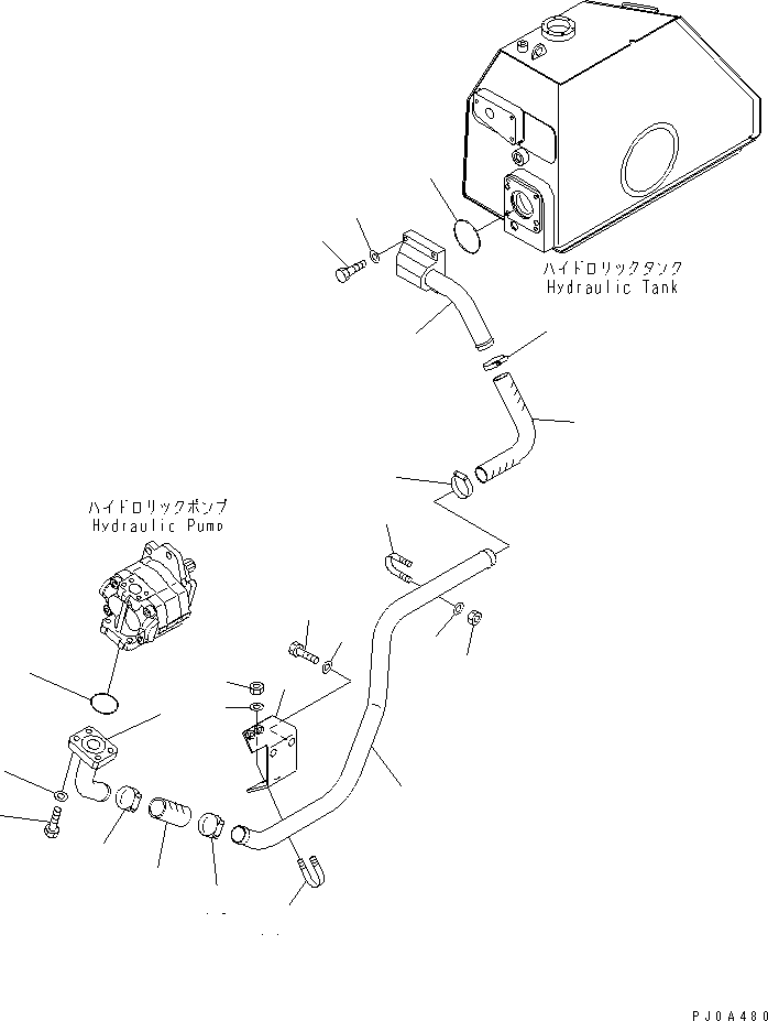 Bulldozers Komatsu / D63E-12 S/N 2001-UP (TRIMMING DOZER FOR CHINA)(d63e-10c) / HYDRAULIC PUMP LINE (SUCTION)(180040 : H0310-01A0)