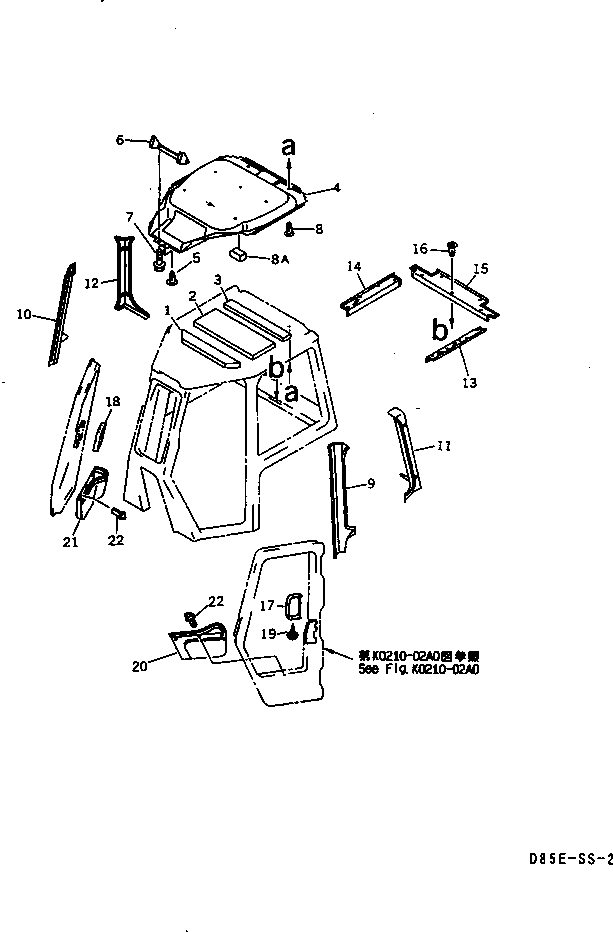 Bulldozers Komatsu / D65E-12-E S/N 60942-UP(d65e-10r) / CAB (ROOF LINING AND GARNISH)(#60942-65000)(240250 : K0210-05A0)