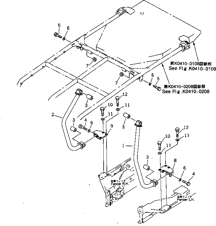 Bulldozers Komatsu / D65E-12-E S/N 60942-UP(d65e-10r) / ROPS SWEEP (FRONT GUARD) (WITH CAB)(#60942-62228)(240670 : K0410-03A8)