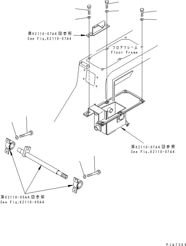 Bulldozers Komatsu / D65E-12-E S/N 60942-UP(d65e-10r) / FLOOR FRAME (STEERING CONTROL MOUNT)(#60942-65000)(240980 : K2110-09A4)