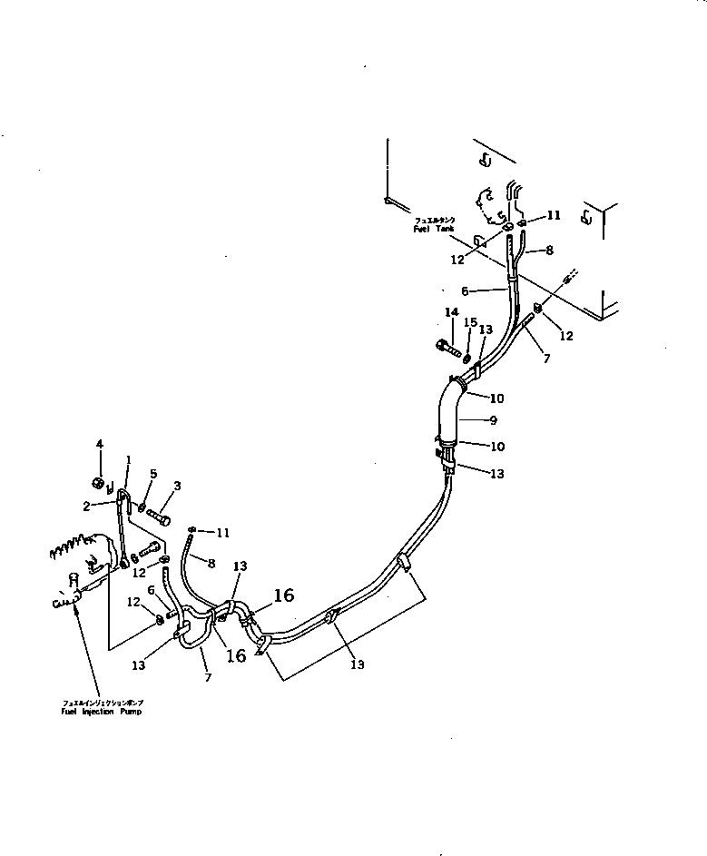 Komatsu parts book diagram for D65EX-12 S/N 60001-60941: FUEL LINE