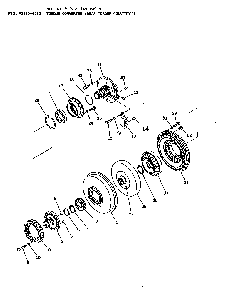 Komatsu parts book diagram for D65EX-12 S/N 60001-60941: TORQUE CONVERTER (BEAR TORQUE CONVERTER)