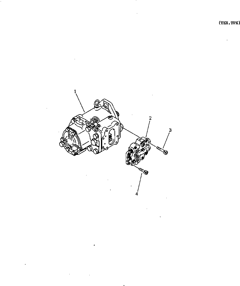 Komatsu parts book diagram for D65EX-12 S/N 60001-60941: HYDRAULIC PUMP (1/4)