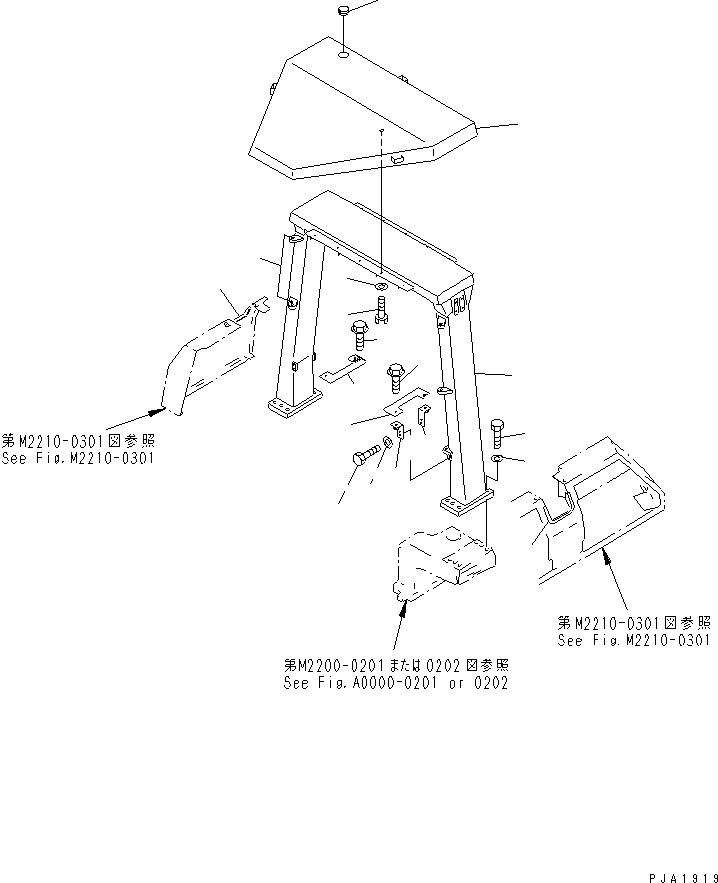 Komatsu parts book diagram for D65EX-12 S/N 60001-60941: ROPS (WITH CAB) (FOR EC)