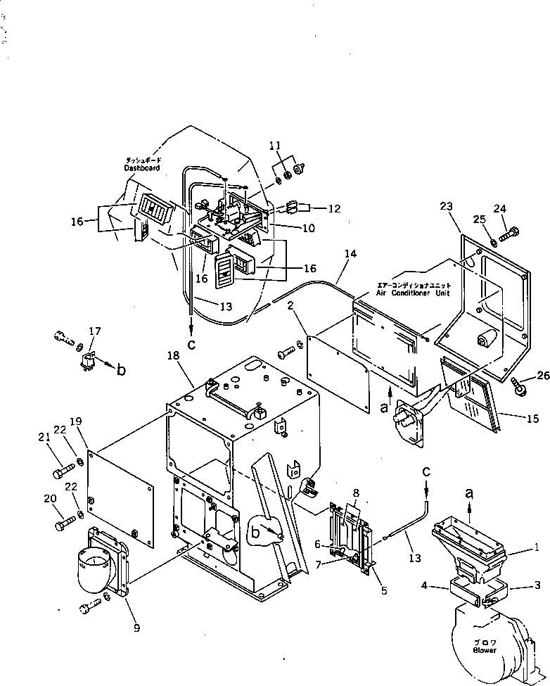 Komatsu parts book diagram for D65EX-12 S/N 60001-60941: DASHBOARD (HEATER)