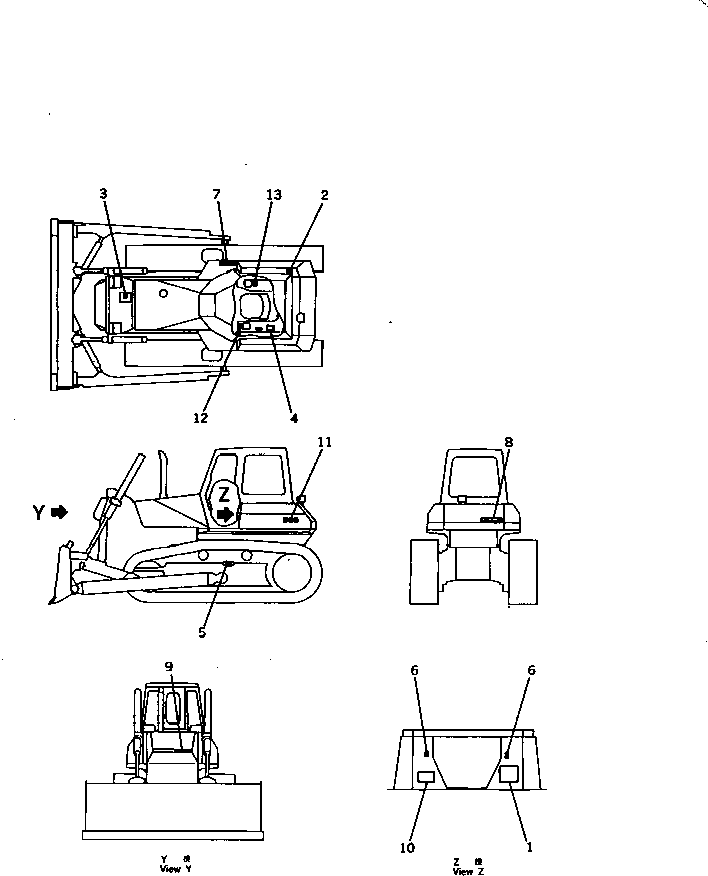 Komatsu parts book diagram for D65EX-12 S/N 60001-60941: MARKS AND PLATES (RUSSIAN) (D65EX)