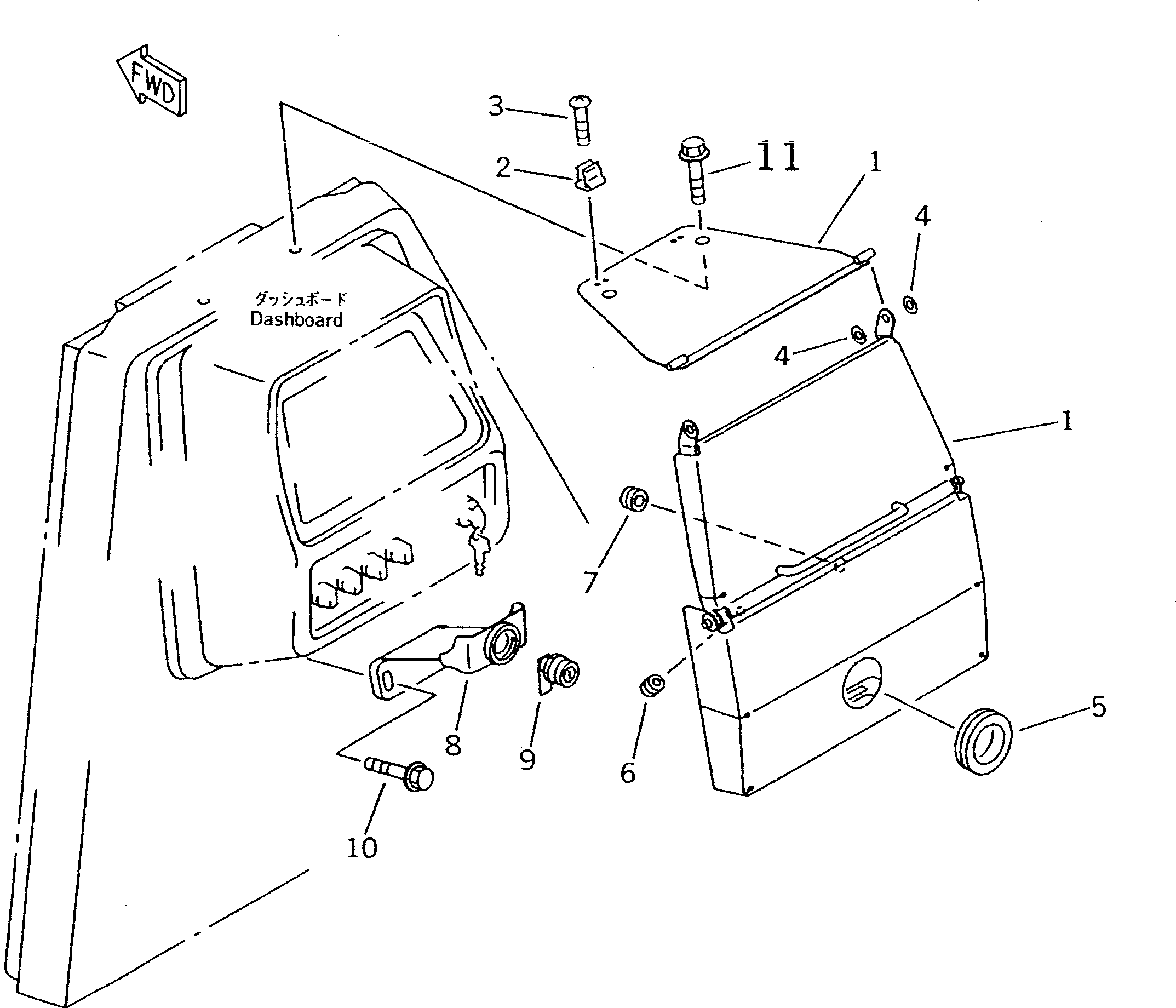 Komatsu parts book diagram for D65EX-12 S/N 60001-60941: VANDALISM PROTECTION (PANEL)