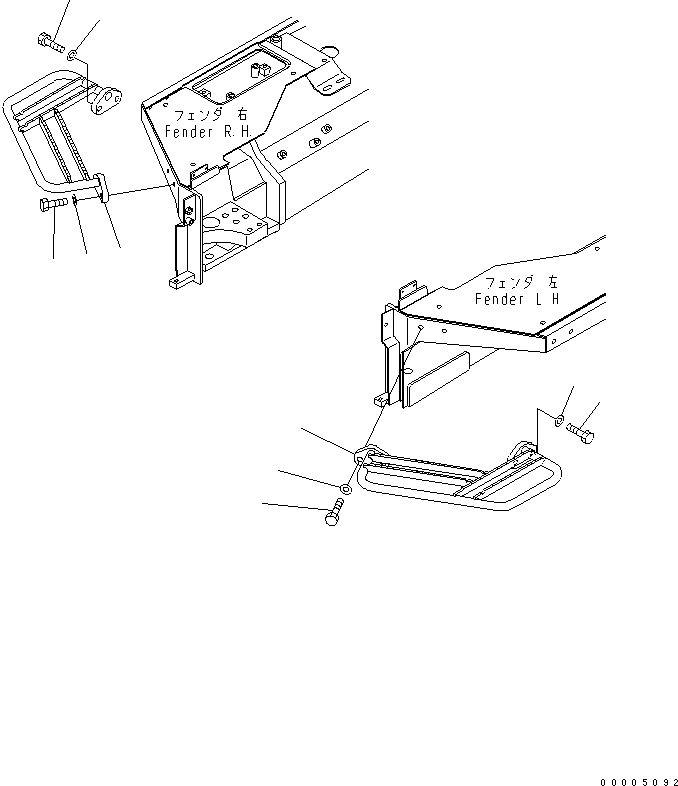 Komatsu parts book diagram for D65EX-15 S/N 67001-UP (Trimming Dozer, For ‚bhina): FENDER (HANDLE)