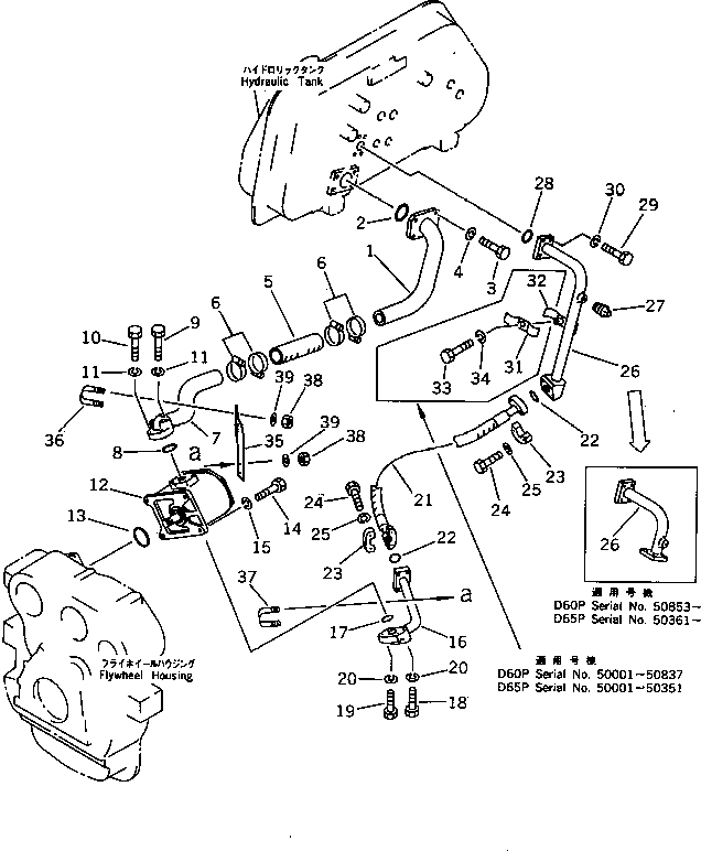 Bulldozers Komatsu / D65P-11 S/N 50001-UP(d65p-11r) / HYDRAULIC PIPING (TANK TO PUMP TO VALVE)(180110 : 6502)