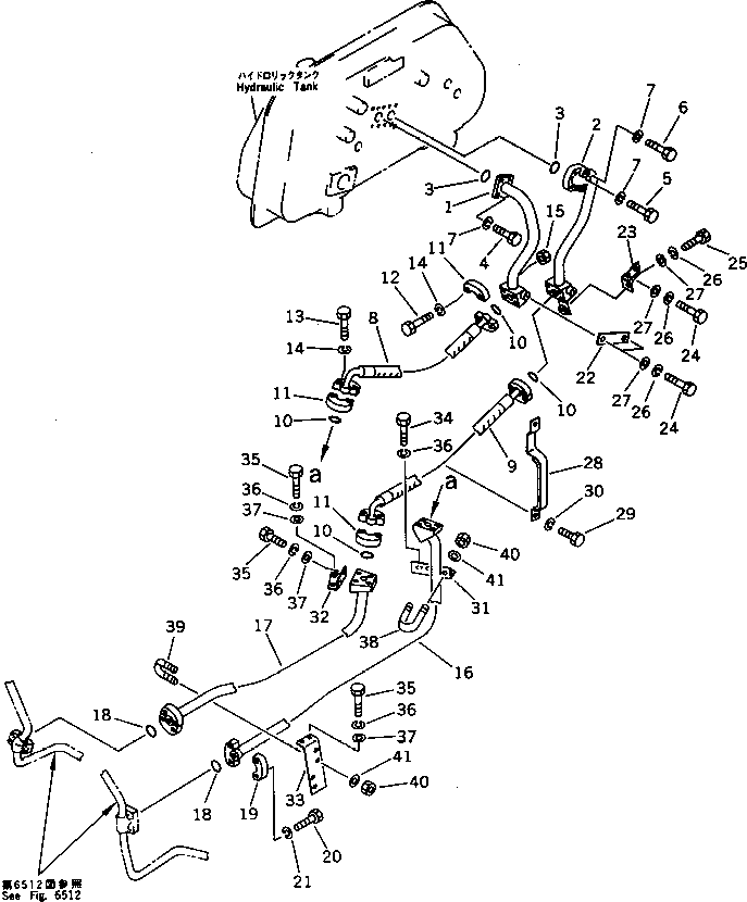 Bulldozers Komatsu / D65P-11 S/N 50001-UP(d65p-11r) / HYDRAULIC PIPING (LIFT CYLINDER LINE) (1/2)(180120 : 6511)