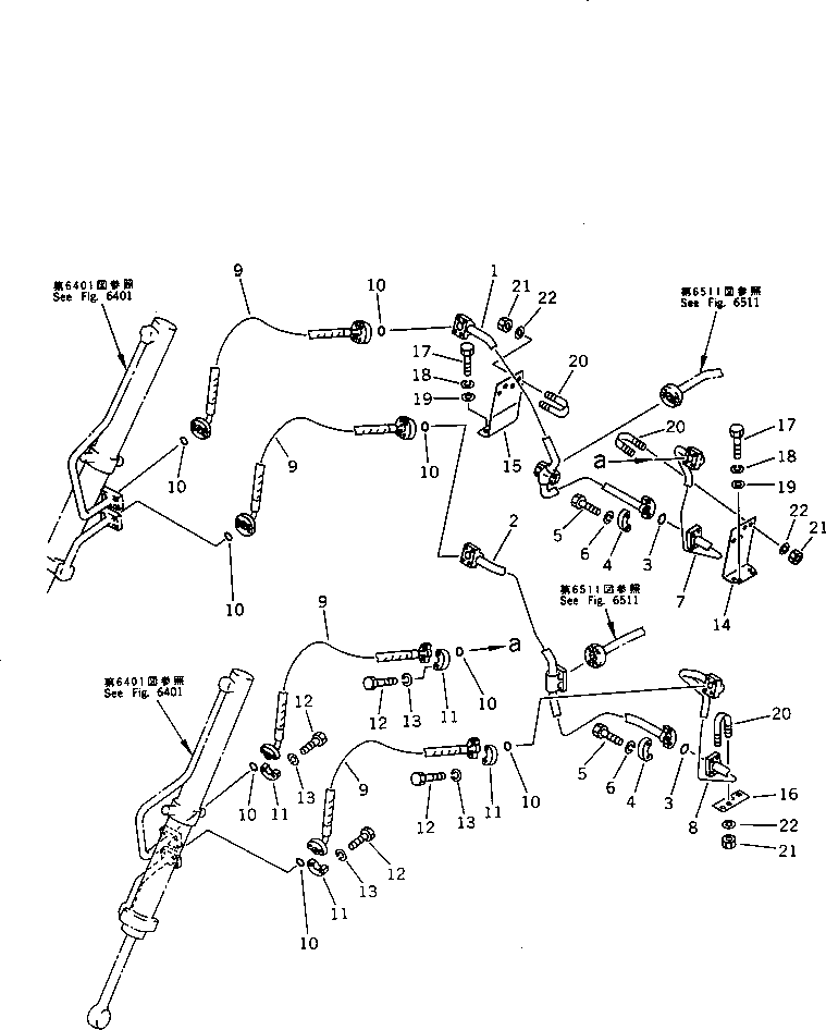 Bulldozers Komatsu / D65P-11 S/N 50001-UP(d65p-11r) / HYDRAULIC PIPING (LIFT CYLINDER LINE) (2/2)(180130 : 6512)
