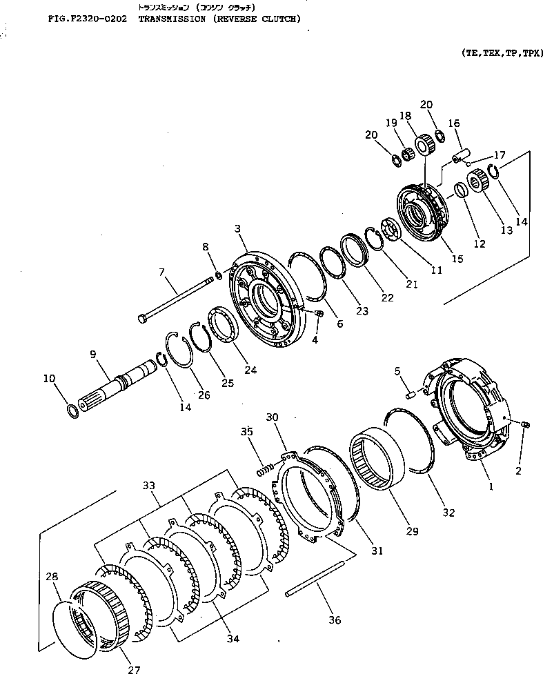 Bulldozers Komatsu / D65P-12 S/N 60001-60883(d65p-12c) / TRANSMISSION (REVERSE CLUTCH)(150230 : F2320-0202)