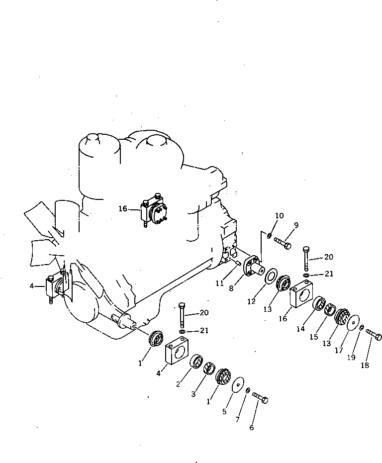 Komatsu parts book diagram for D65PX-12 S/N 60884-UP (S6D125E-2 (Emission) Eng. Installed): ENGINE MOUNT