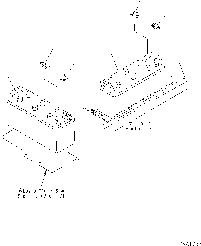 Komatsu parts book diagram for D65PX-12 S/N 60884-UP (S6D125E-2 (Emission) Eng. Installed): BATTERY