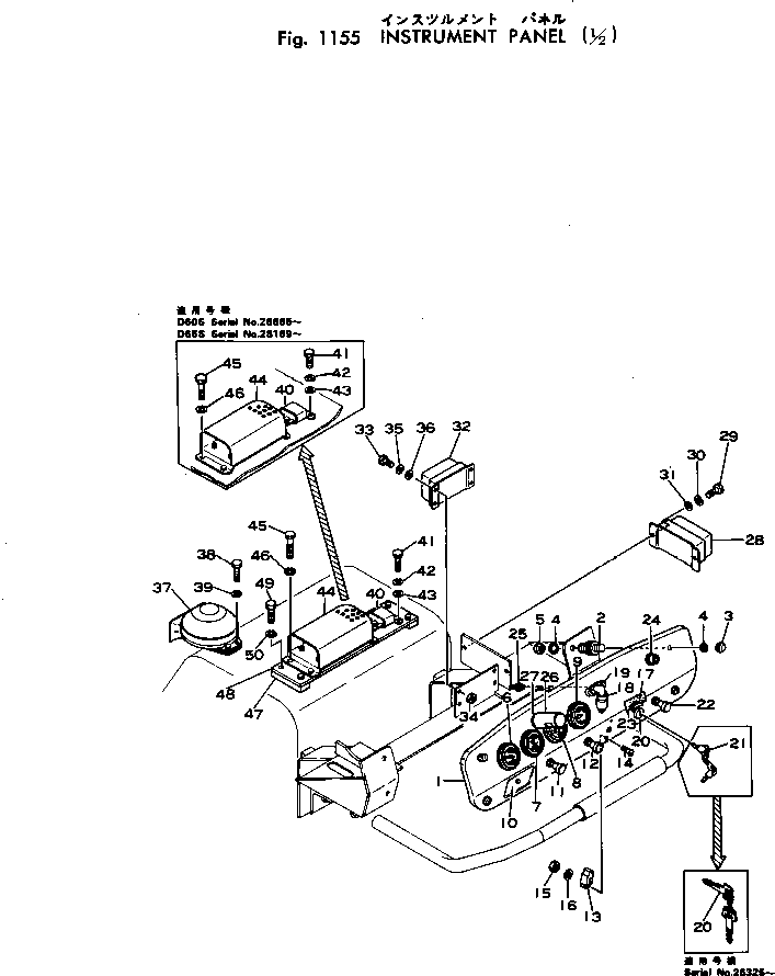 Crawler Loaders Komatsu / D65S-6 S/N 20006-UP(d65s-6c) / INSTRUMENT PANEL (1/2)(030140 : 1155) Crawler Loaders Komatsu / D65S-6 S/N 20006-UP(d65s-6c) / INSTRUMENT PANEL (1/2)(030140 : 1155)