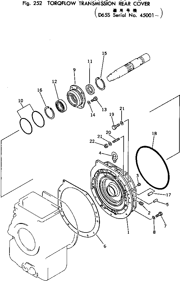 Crawler Loaders Komatsu / D65S-8 S/N 45001-UP(d65s-8c) / TORQFLOW TRANSMISSION REAR COVER(060080 : 252) Crawler Loaders Komatsu / D65S-8 S/N 45001-UP(d65s-8c) / TORQFLOW TRANSMISSION REAR COVER(060080 : 252)