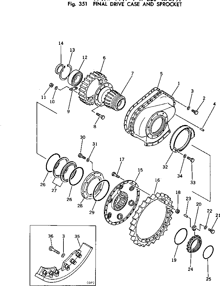 Crawler Loaders Komatsu / D65S-8 S/N 45001-UP(d65s-8c) / FINAL DRIVE CASE AND SPROCKET(090140 : 351)