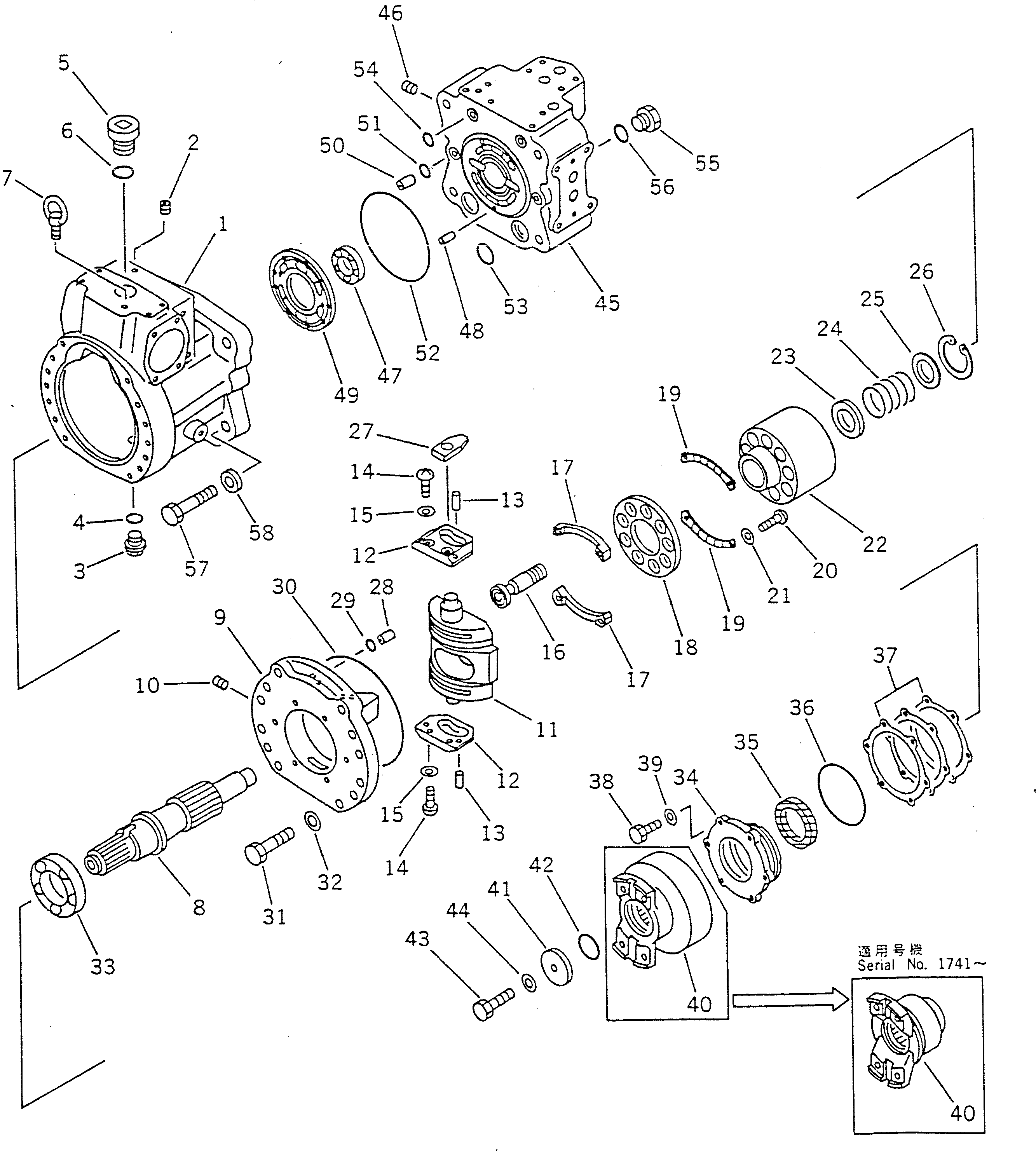 Crawler Loaders Komatsu / D66S-1 S/N 1001-UP(d66s-1r) / HST PUMP¤ L.H. (1/2)(#1400-)(060080 : 232A) Crawler Loaders Komatsu / D66S-1 S/N 1001-UP(d66s-1r) / HST PUMP¤ L.H. (1/2)(#1400-)(060080 : 232A)