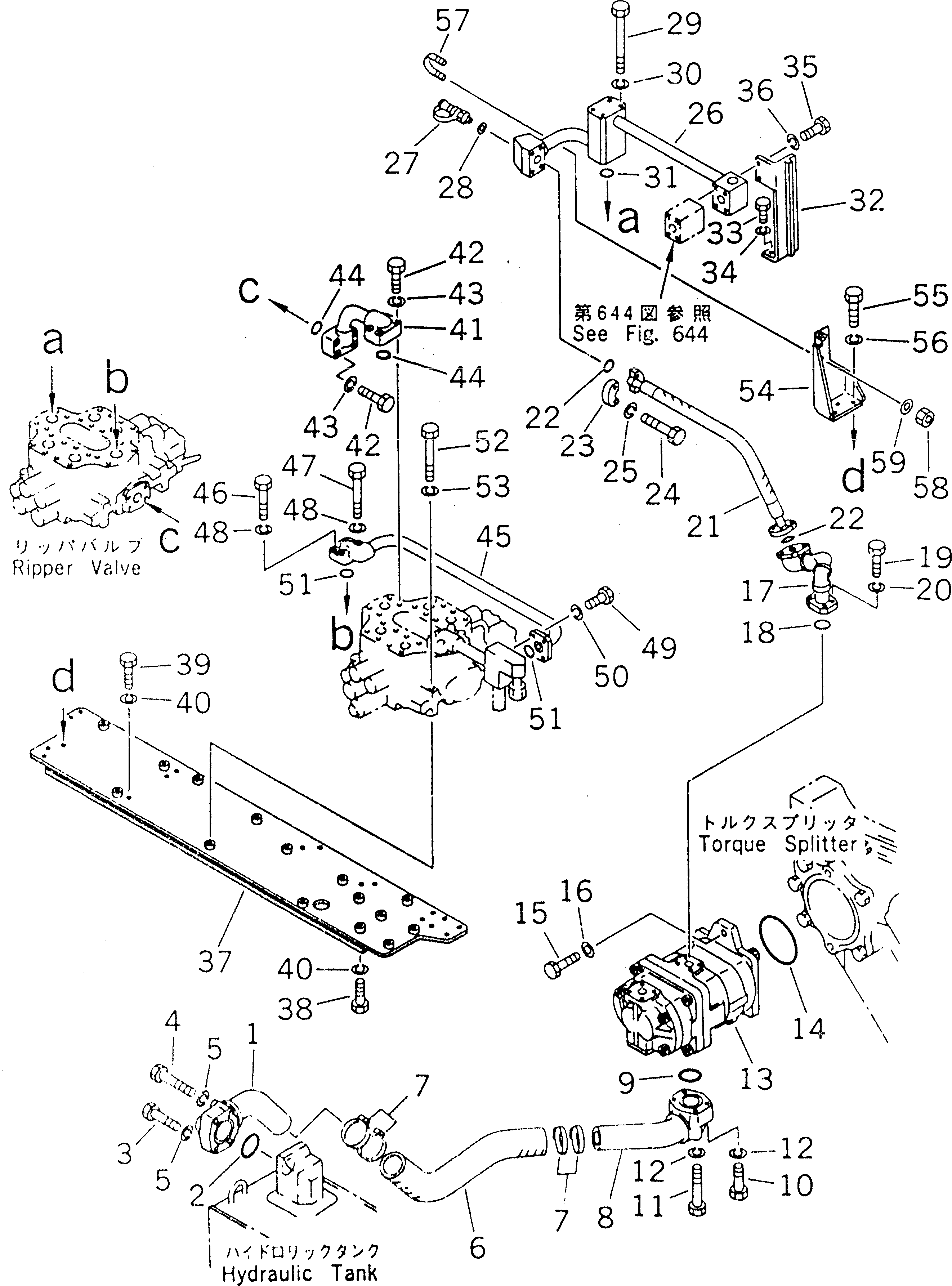 Crawler Loaders Komatsu / D66S-1 S/N 1001-UP(d66s-1r) / HYDRAULIC OIL PIPING (TANK TO PUMP TO VALVE) (FOR RIPPER)(180160 : 642) Crawler Loaders Komatsu / D66S-1 S/N 1001-UP(d66s-1r) / HYDRAULIC OIL PIPING (TANK TO PUMP TO VALVE) (FOR RIPPER)(180160 : 642)
