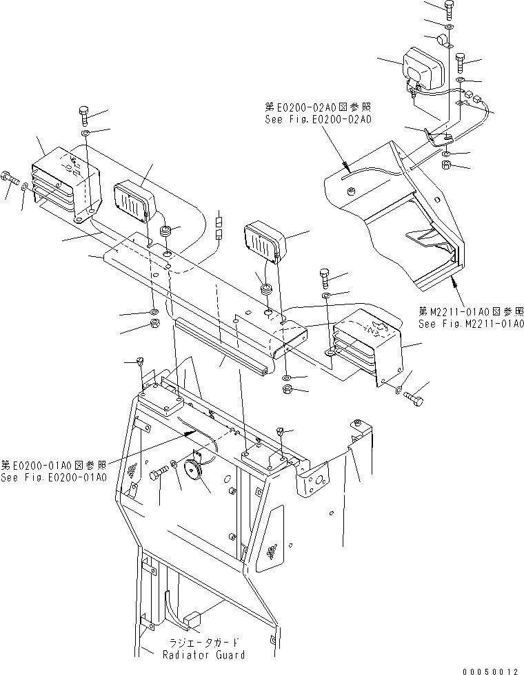 Crawler Loaders Komatsu / D68ESS-12 S/N 1001-UP (Overseas Version)(d68ess-c) / VEHICLE LAMP (FOR SHORT TRACK)(120150 : E0300-01A2)