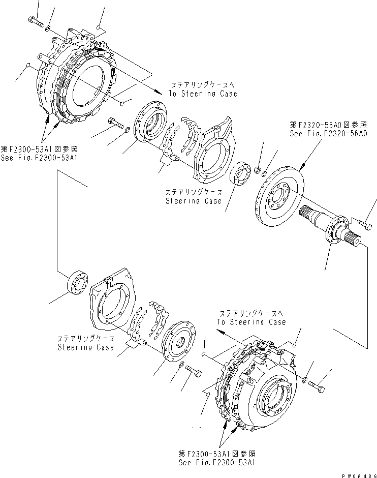 Crawler Loaders Komatsu / D68ESS-12 S/N 1001-UP (Overseas Version)(d68ess-c) / CLUTCH AND BRAKE (STEERING SHAFT)(150080 : F2300-54A0)