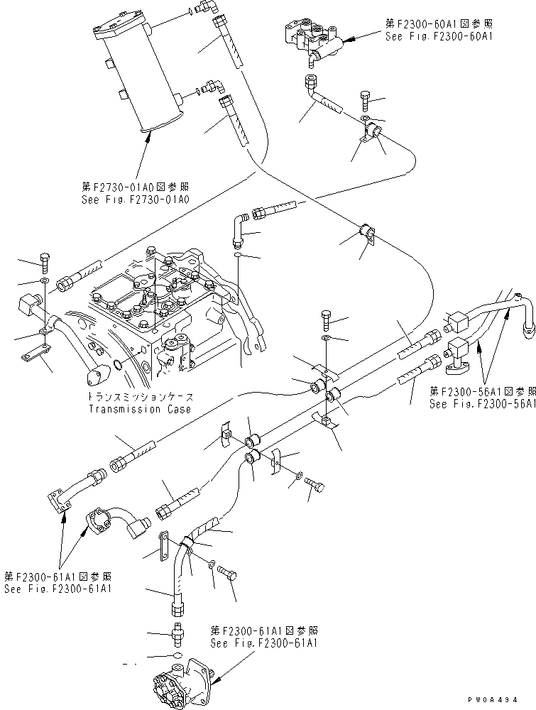 Crawler Loaders Komatsu / D68ESS-12 S/N 1001-UP (Overseas Version)(d68ess-c) / CLUTCH AND BRAKE (PIPING) (2/2)(150160 : F2300-62A0)