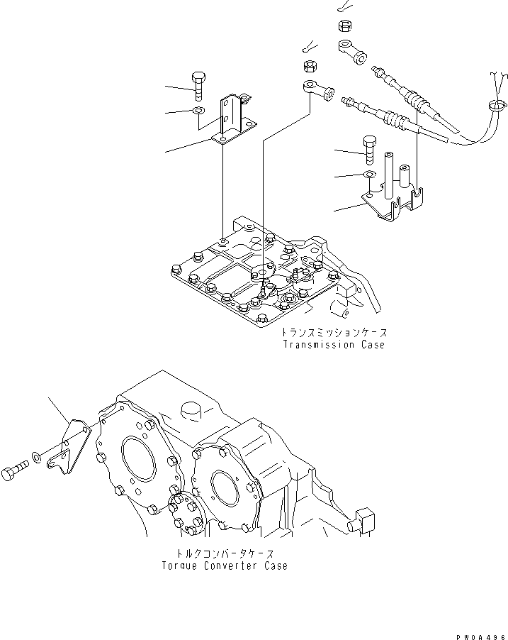 Crawler Loaders Komatsu / D68ESS-12 S/N 1001-UP (Overseas Version)(d68ess-c) / CLUTCH AND BRAKE (TRANSMISSION CABLE BRACKET)(150180 : F2300-64A0)