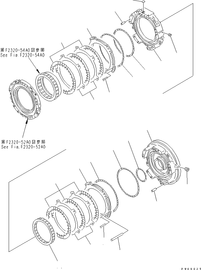 Crawler Loaders Komatsu / D68ESS-12 S/N 1001-UP (Overseas Version)(d68ess-c) / TRANSMISSION (1ST AND 2ND CLUTCH)(150250 : F2320-51A0)