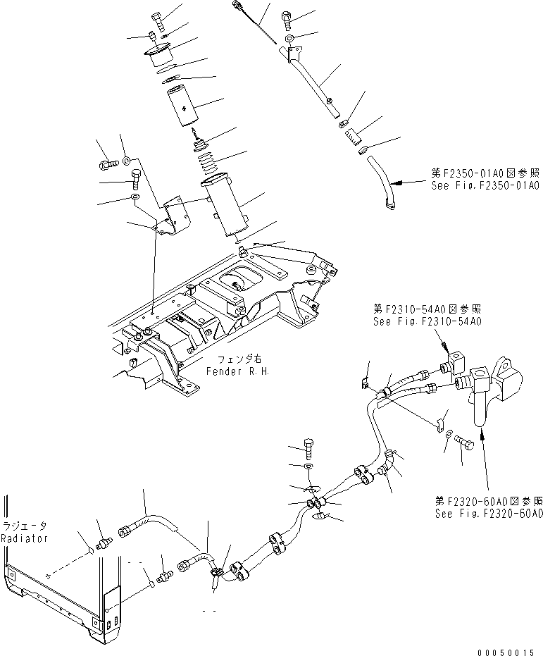 Crawler Loaders Komatsu / D68ESS-12 S/N 1001-UP (Overseas Version)(d68ess-c) / POWER LINE OIL COOLER PIPING AND FILTER (FOR CLUTCH AND BRAKE)(150390 : F2730-01A1)