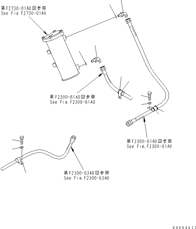Crawler Loaders Komatsu / D68ESS-12 S/N 1001-UP (Overseas Version)(d68ess-c) / STEERING PIPING (2/2) (CLUTCH AND BRAKE)(150410 : F2740-02A1)