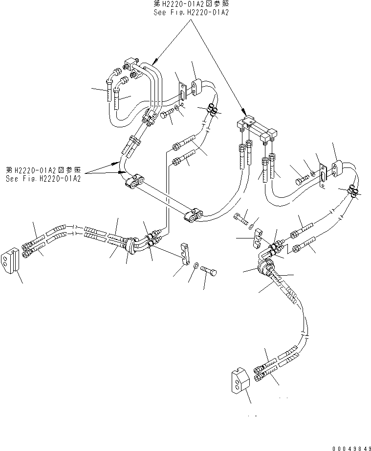 Crawler Loaders Komatsu / D68ESS-12 S/N 1001-UP (Overseas Version)(d68ess-c) / TILT LINE (FOR TRIMMING DOZER) (2/2)(180160 : H2220-02A2)