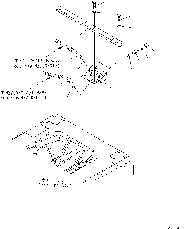 Crawler Loaders Komatsu / D68ESS-12 S/N 1001-UP (Overseas Version)(d68ess-c) / REAR CYLINDER LINE (BRACKET AND BLIND)(180200 : H2250-02A0)