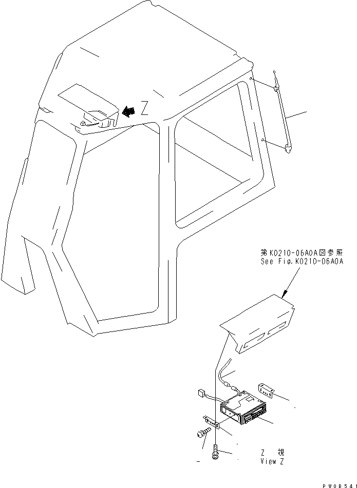 Crawler Loaders Komatsu / D68ESS-12 S/N 1001-UP (Overseas Version)(d68ess-c) / CAB (RADIO MOUNT BRACKET) (WITH AM RADIO)(#1004-)(240110 : K0210-08A0)