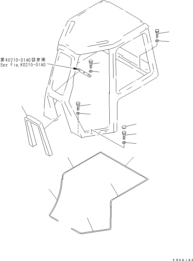 Crawler Loaders Komatsu / D68ESS-12 S/N 1001-UP (Overseas Version)(d68ess-c) / CAB (MOUNT BOLT AND SEAL)(#1004-)(240140 : K0210-11A0)