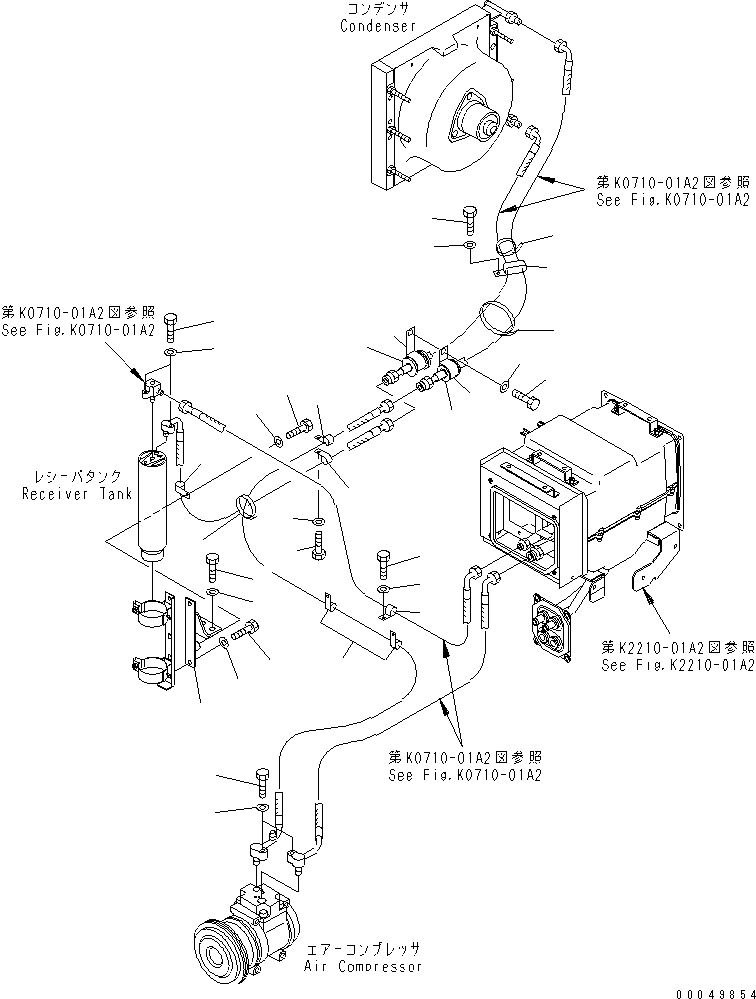 Crawler Loaders Komatsu / D68ESS-12 S/N 1001-UP (Overseas Version)(d68ess-c) / AIR CONDITIONER (PIPNG BRACKET) (FOR TRIMMING DOZER)(240230 : K0710-03A2)