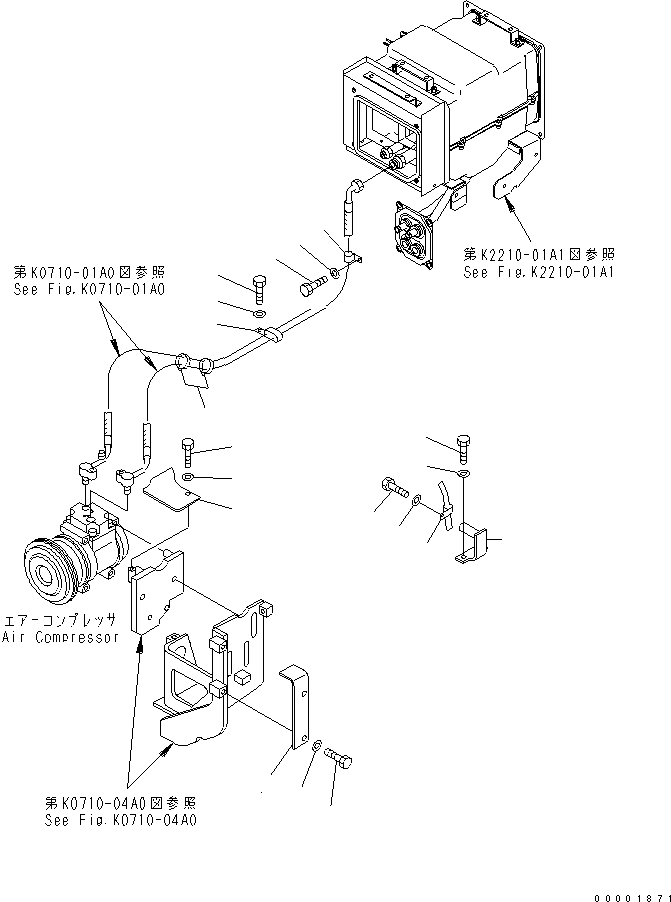 Crawler Loaders Komatsu / D68ESS-12 S/N 1001-UP (Overseas Version)(d68ess-c) / AIR CONDITIONER (PULLEY COVER AND HOSE CLAMP) (FOR TRIMMING DOZER)(240250 : K0710-05A2)